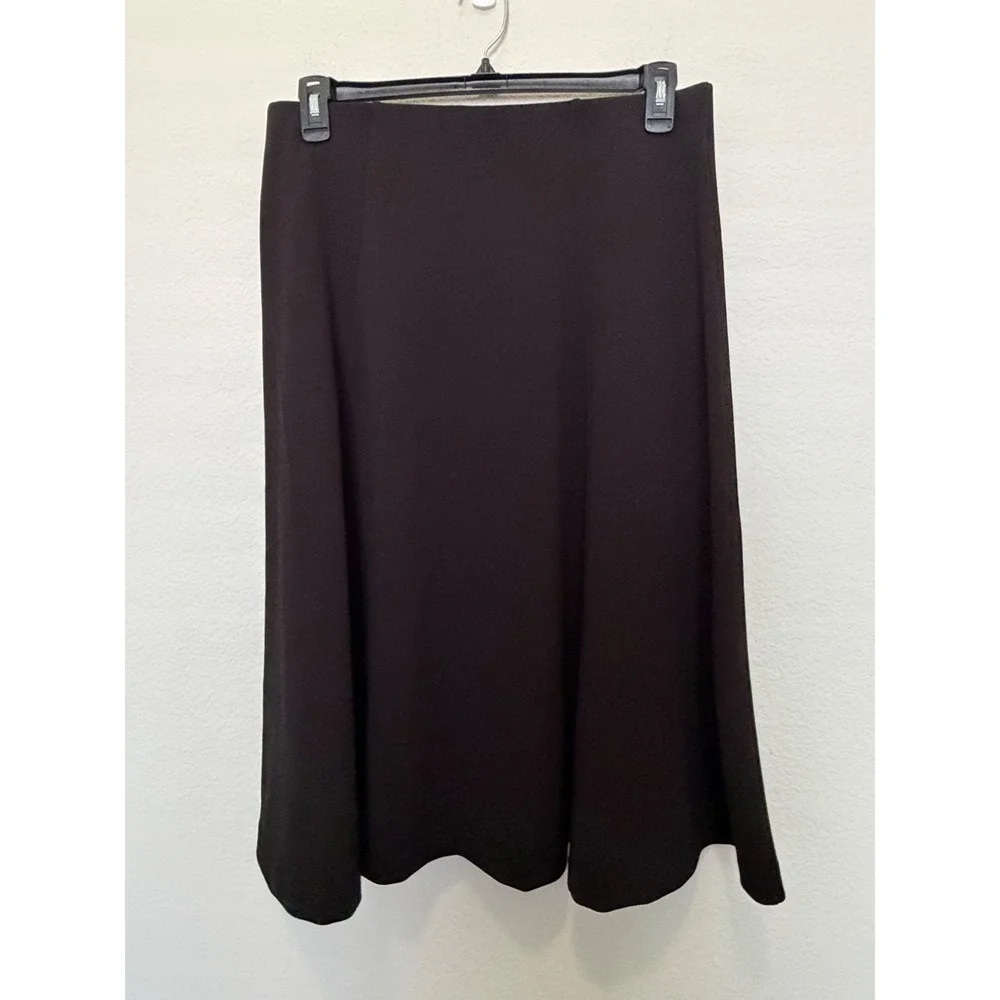 Roz & Ali Black A-Line Midi Skirt Gold Chain Detail Size Large